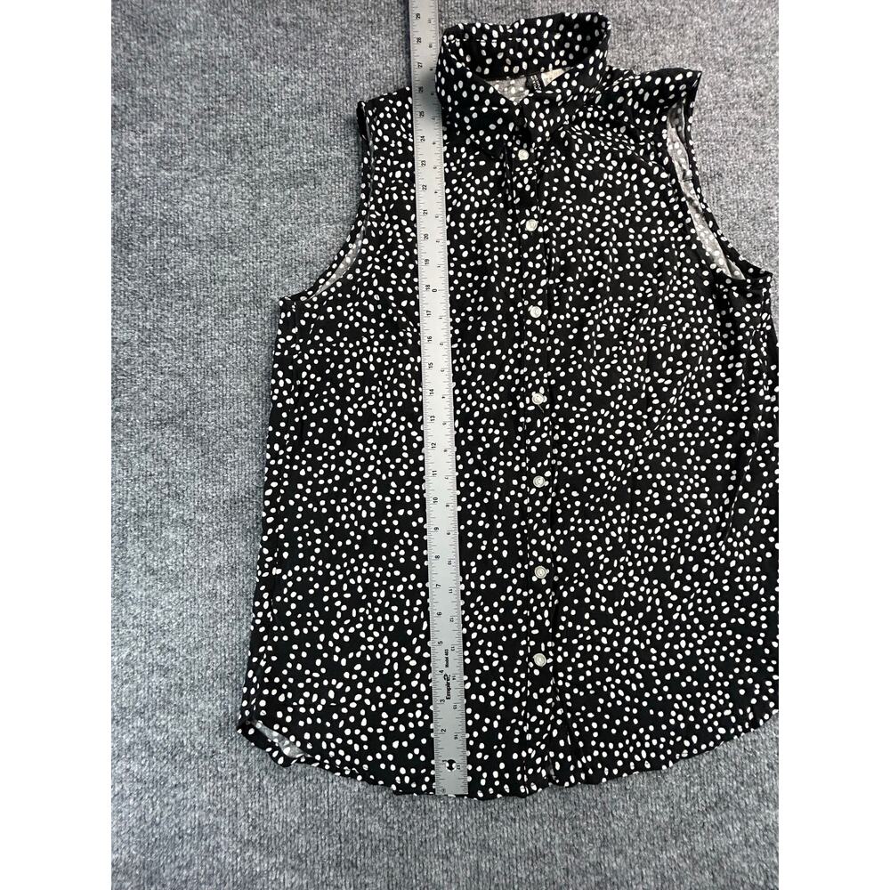 H&M Sleeveless Button Front Blouse Women's Size 8 Black White Polka Dot Top - Picture 5 of 6